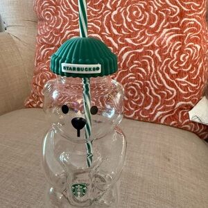 Starbucks Clear Bear Tumbler with Green Lid